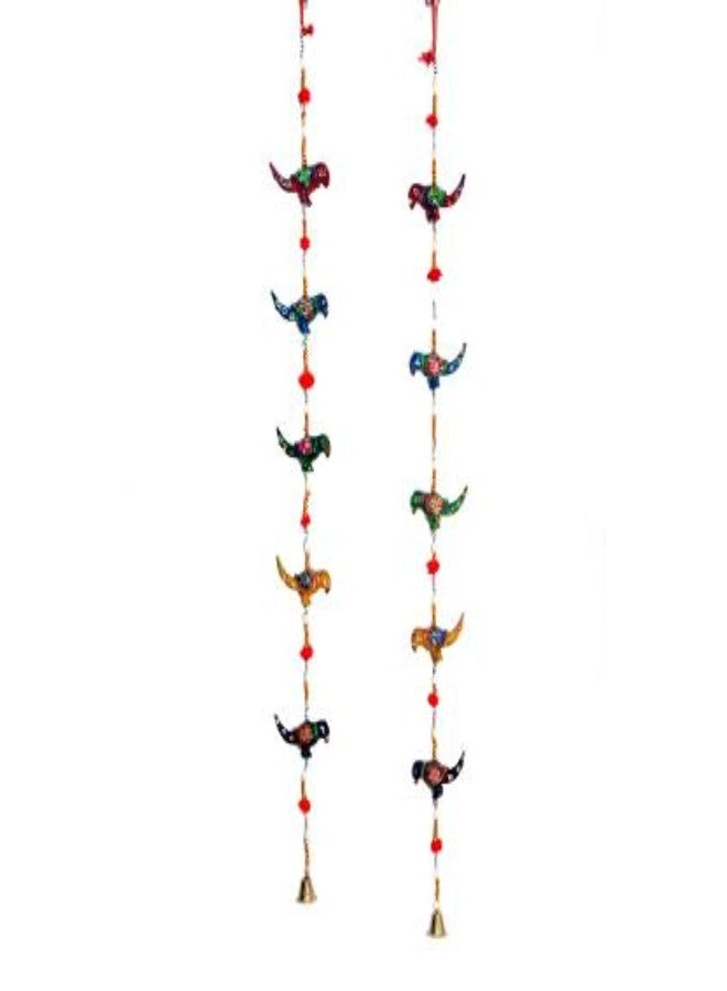 Suvasane Rajasthani Handmade Decorative Parrot Paper Mache Latkan Door Hanging Toran Ornaments for Home Decoration - Set of 2 (39 Inch, Multicolor) - Image 5